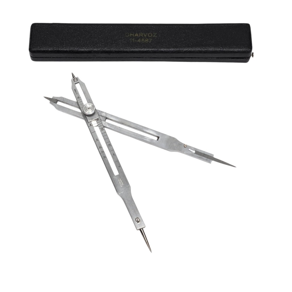 Vintage Charvoz Drafting Bow Compass Set West Germany No 11-4587 Divider Tool